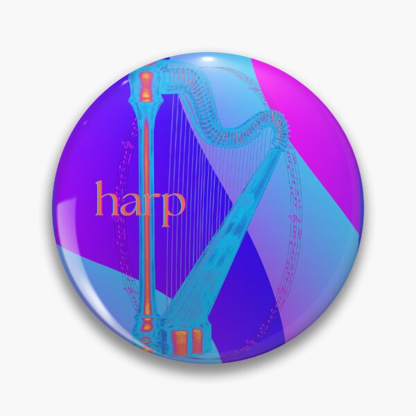 Item preview,  The Harp In Blue Fuchsia Orange & Red designed and sold by BrightrDayMusicArt.