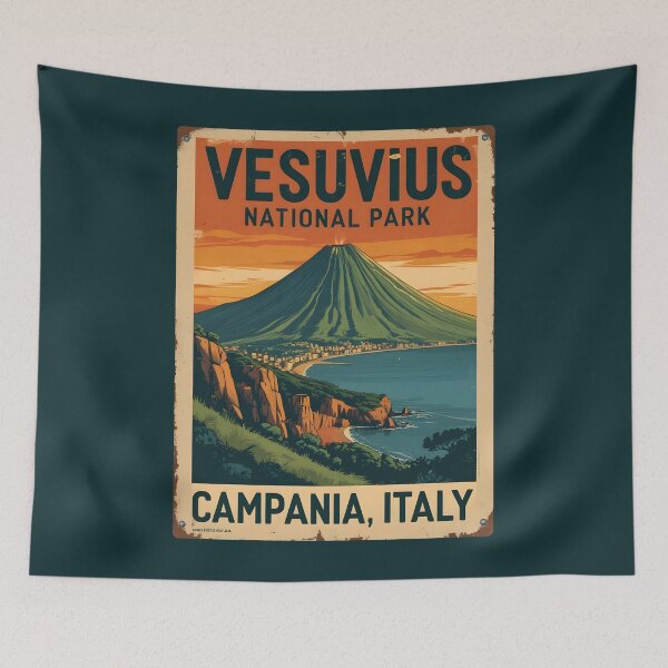 Item preview, A Vintage Art of Vesuvius National Park - Italy  designed and sold by GoodOldVintage.