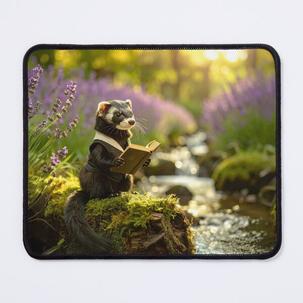 Item preview, Dark Academia Ferret Reading a Book | Cottagecore, Whimsical Art designed and sold by Englandbear.