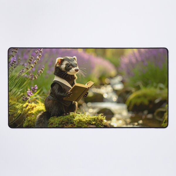 Item preview, Dark Academia Ferret Reading a Book | Cottagecore, Whimsical Art designed and sold by Englandbear.