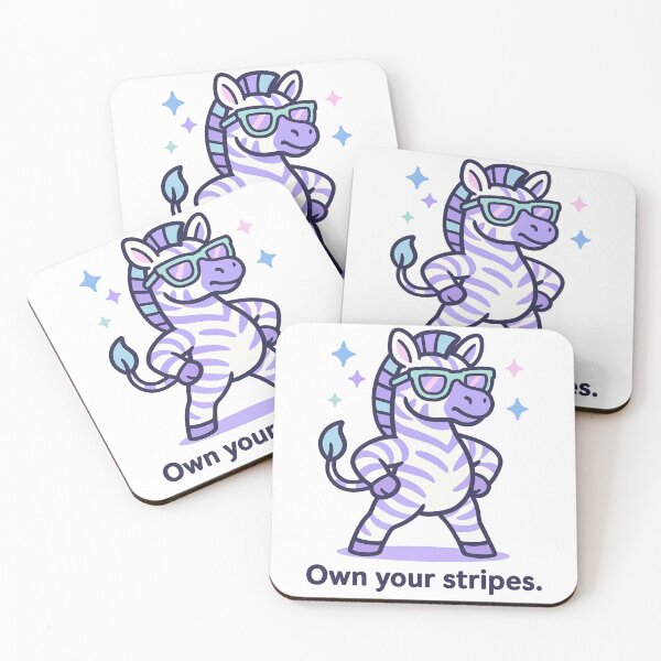 Item preview, Own Your Stripes – Zebra Cartoon T‑Shirt, Vaporwave Animal Empowerment Art designed and sold by LEO Vaporwave.