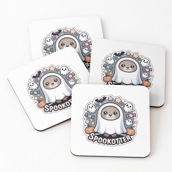 Item preview, Spookotter – Cute Chibi Ghost Otter Halloween Sticker designed and sold by Nuist25.