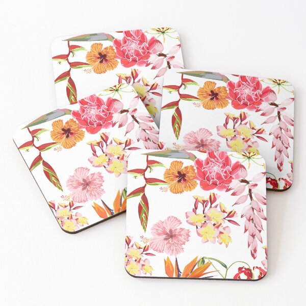 Item preview, Original seamless tropical pattern with bright leaves and exotic red flowers background designed and sold by MatyKotiv.
