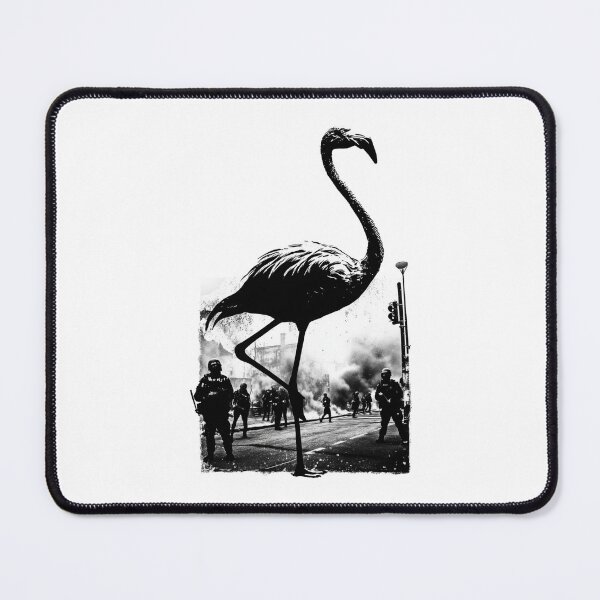 Item preview, Banksy Flamingo Protest - Surreal Street Scene designed and sold by hamishby.