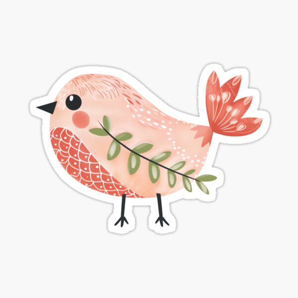 Item preview, Scandinavian Folk Art, Pink Bird  designed and sold by xiao xuans.
