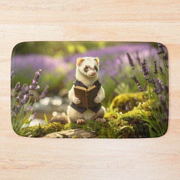 Item preview, Cottagecore White Ferret Reading Book | Light Academia, Whimsical Art designed and sold by Englandbear.
