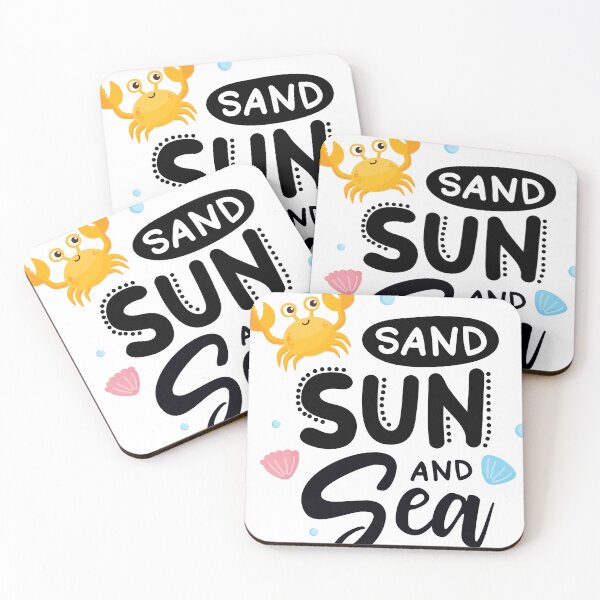 Item preview, Sand Sun and Sea – Playful Summer Beach Typography with Crab & Seashells designed and sold by TeesHearts100.