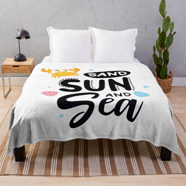 Item preview, Sand Sun and Sea – Playful Summer Beach Typography with Crab & Seashells designed and sold by TeesHearts100.