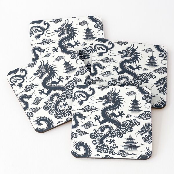 Item preview, Intricate Black & White Chinese Dragon Pattern designed and sold by Jcat7.