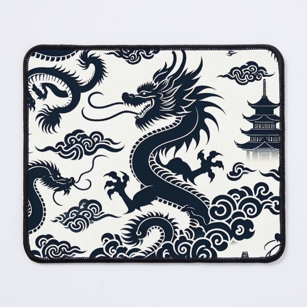 Item preview, Intricate Black & White Chinese Dragon Pattern designed and sold by Jcat7.