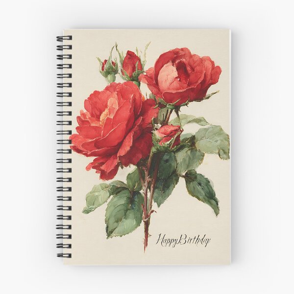 Item preview, Elegant Red Roses with Happy Birthday Script in Bottom Corner designed and sold by daila70.
