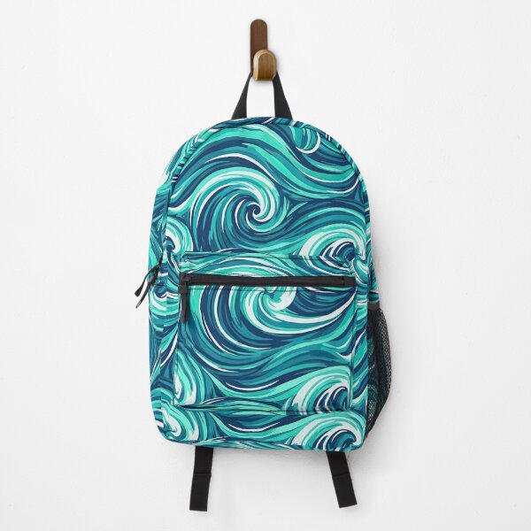Item preview, Dynamic Ocean Waves Seamless Pattern | Blue Teal Abstract Water Flow | Coastal Aesthetic Print designed and sold by Frezcola.