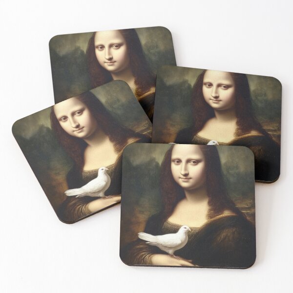 Item preview, Renaissance remix Mona Lisa with white dove designed and sold by Pigeonarchy.