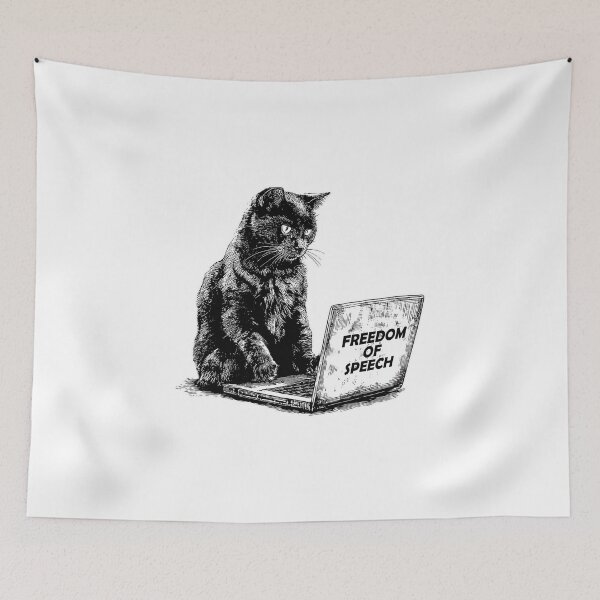 Item preview, Banksy Freedom of Speech - Cat on Laptop designed and sold by hamishby.