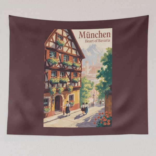 Item preview, Munich Germany Bavaria Illustration Travel Art Vintage designed and sold by KrisSidDesigns.