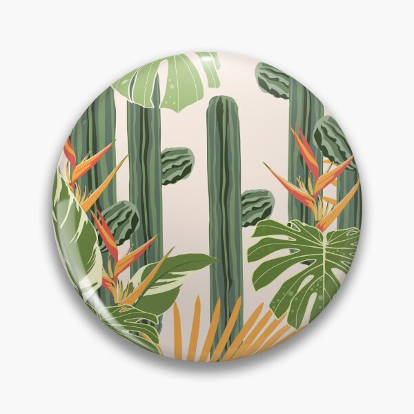Item preview, Seamless pattern vector summer cactus on desert mix with beautiful blooming heliconia flower and palm leaves. designed and sold by MatyKotiv.