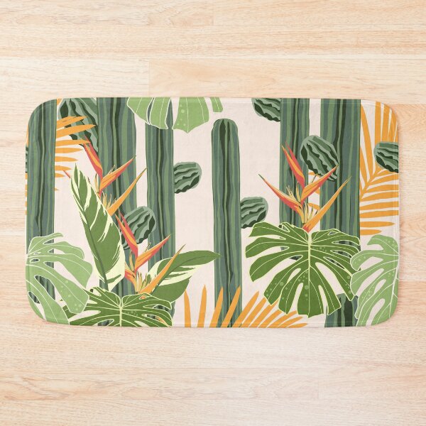 Item preview, Seamless pattern vector summer cactus on desert mix with beautiful blooming heliconia flower and palm leaves. designed and sold by MatyKotiv.