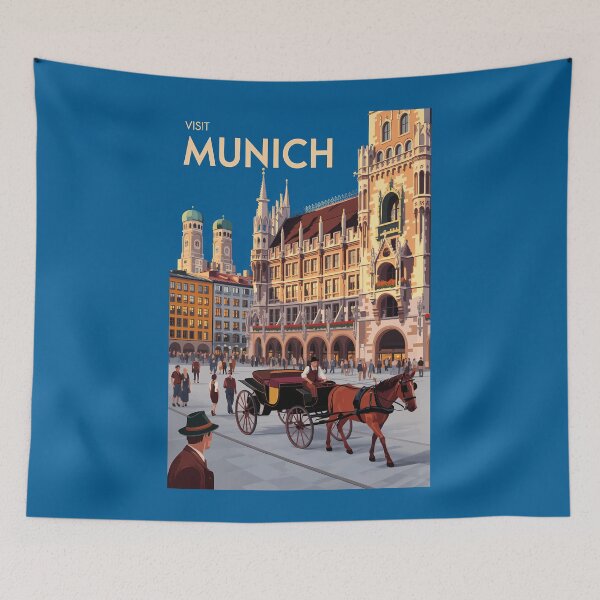 Item preview, Munich Germany Marienplatz Travel Art Vintage designed and sold by KrisSidDesigns.
