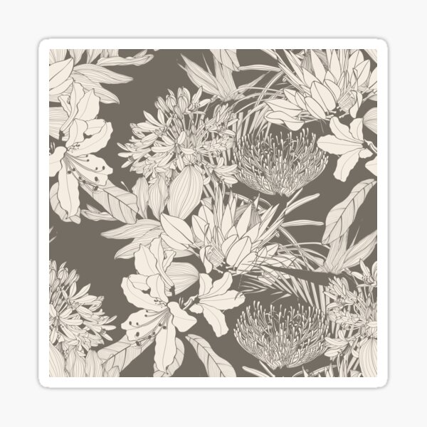 Aperçu de l'œuvre Motif floral botanique sans couture avec des parapluies, des agapanthes et des fleurs exotiques. créée et vendue par MatyKotiv.