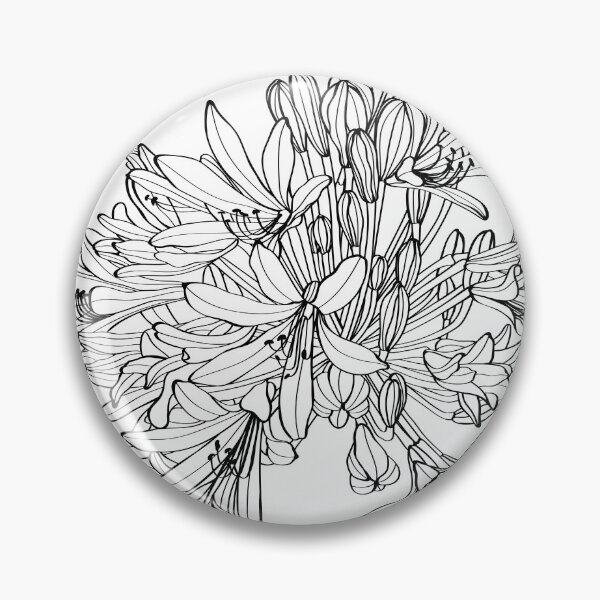 Item preview, Black silhouette of Agapanthus (Lily of the Nile) on white background.  designed and sold by MatyKotiv.