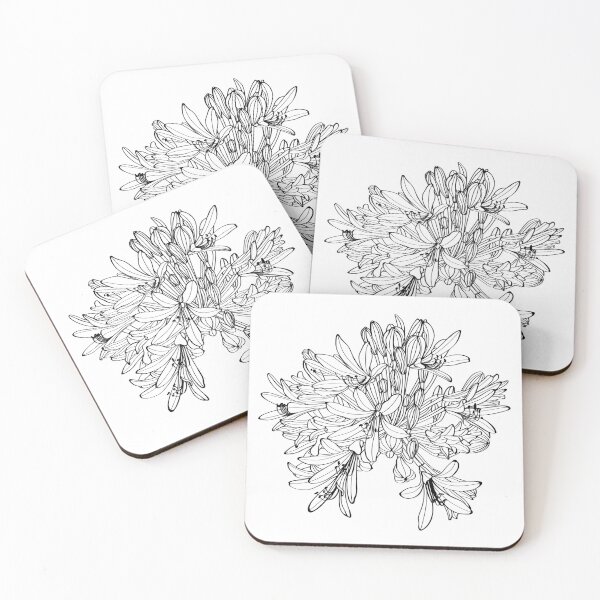 Item preview, Black silhouette of Agapanthus (Lily of the Nile) on white background.  designed and sold by MatyKotiv.