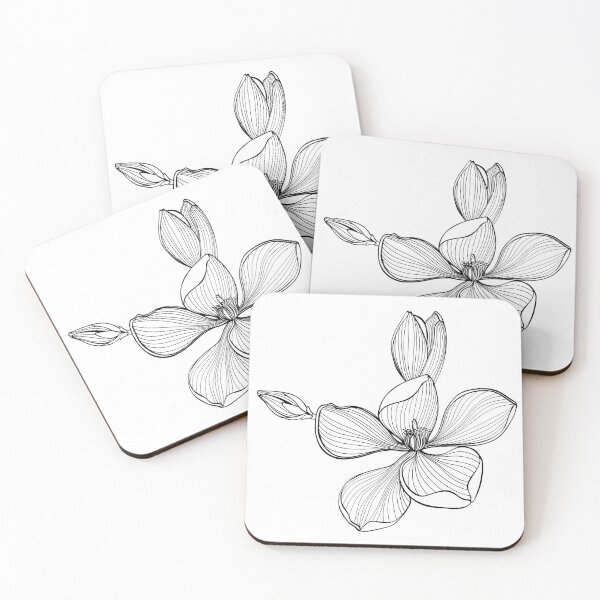 Item preview, Tropical magnolia flowers branch. Beautiful line illustration.  designed and sold by MatyKotiv.