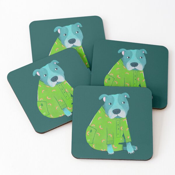 Item preview, Pitbull in Pajamas Whimsical Illustration designed and sold by Kathy Osborne Studio.