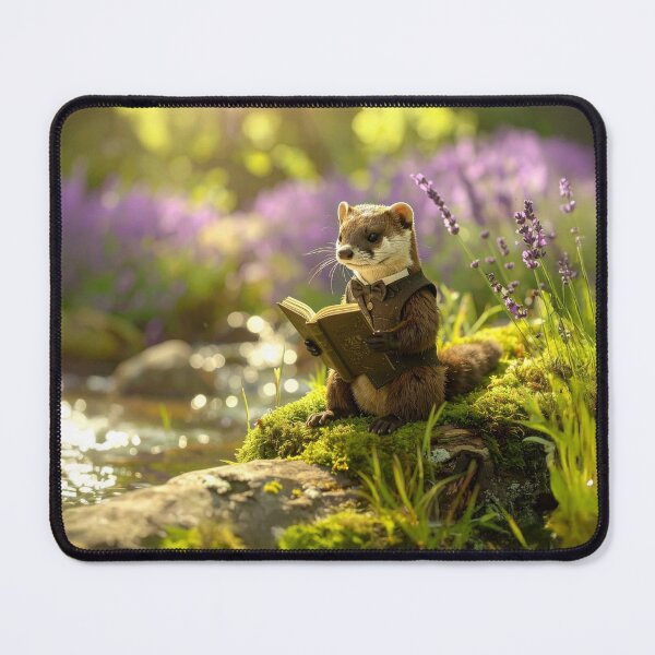 Item preview, Dark Academia Stoat Reading a Book | Cottagecore, Whimsical Art designed and sold by Englandbear.