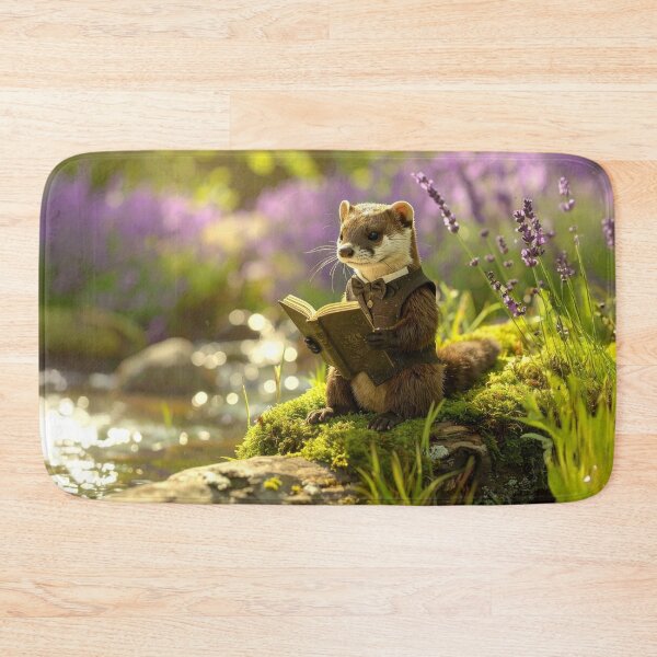 Item preview, Dark Academia Stoat Reading a Book | Cottagecore, Whimsical Art designed and sold by Englandbear.