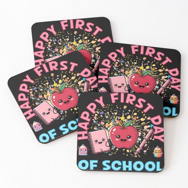 Item preview, Happy First Day of School – Kawaii Notebook and Apple Design designed and sold by Fragy72.