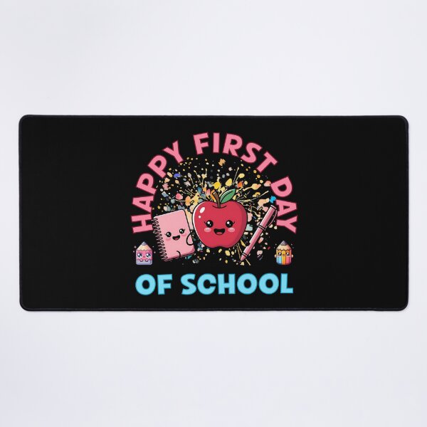 Item preview, Happy First Day of School – Kawaii Notebook and Apple Design designed and sold by Fragy72.