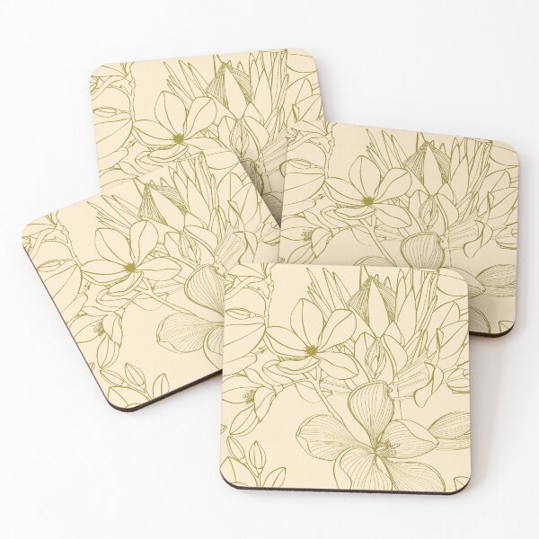 Item preview, Garden exotic line flowers illustration. Magnolia, protea flowers drawings. Line art seamless pattern. designed and sold by MatyKotiv.
