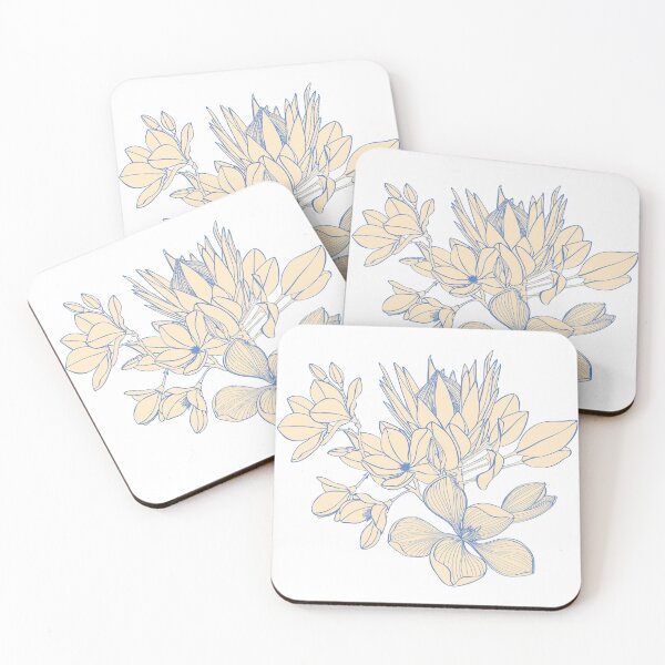 Item preview, Vintage floral composition with line exotic flowers and leaves on white.  designed and sold by MatyKotiv.