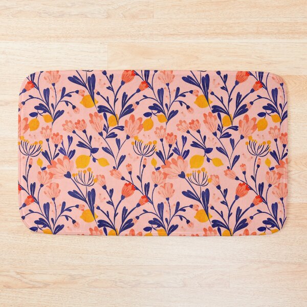 Item preview, Whimsical Wildflowers and Lemons in Blush Pastel Pink designed and sold by bataljart.