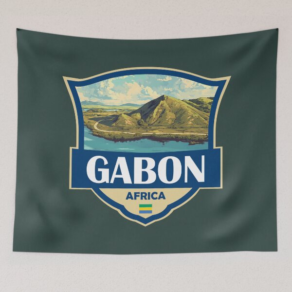 Item preview, Gabon Illustration Retro Badge designed and sold by KrisSidDesigns.