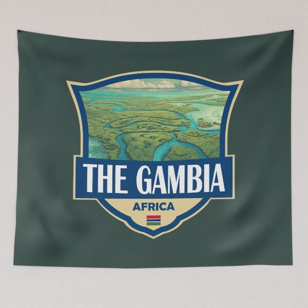Item preview, The Gambia Illustration Retro Badge designed and sold by KrisSidDesigns.