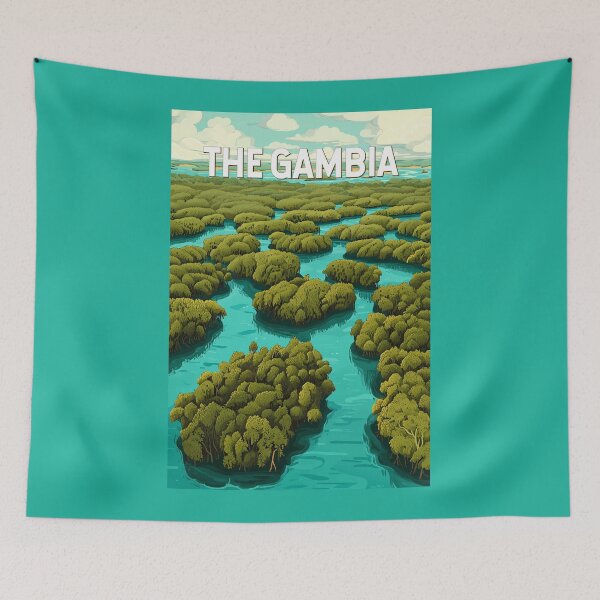 Item preview, The Gambia Illustration Travel Art Vintage designed and sold by KrisSidDesigns.