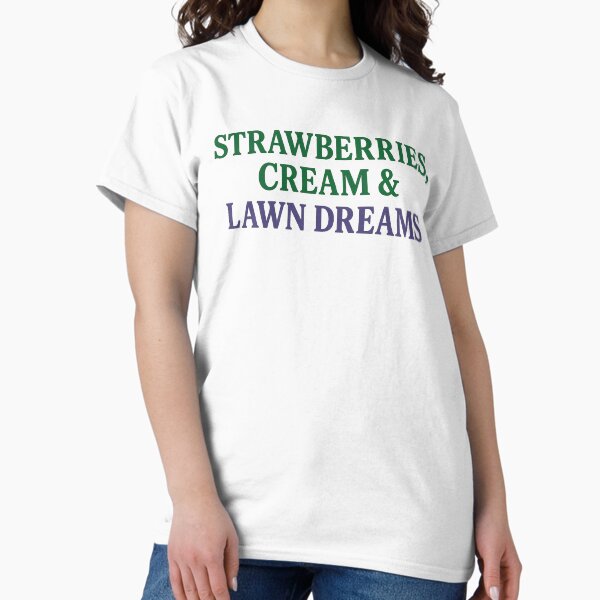 Item preview, Strawberries, Cream & Lawn Dreams – Quirky Wimbledon-Inspired Tennis T-Shirt designed and sold by Final Whistle Art.