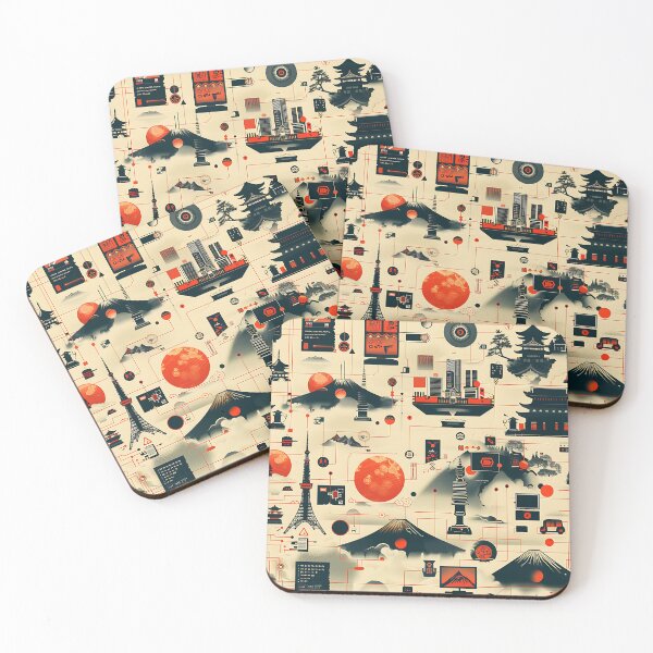 Item preview,  Futuristic Japanese City and Tech Network Pattern designed and sold by KaitoJapanDesign.