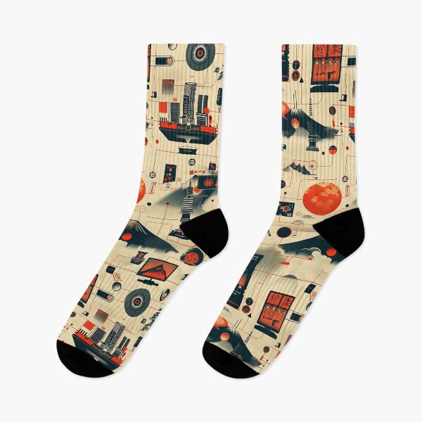 Item preview,  Futuristic Japanese City and Tech Network Pattern designed and sold by KaitoJapanDesign.