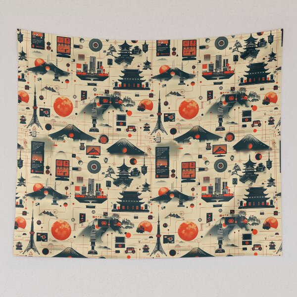 Item preview,  Futuristic Japanese City and Tech Network Pattern designed and sold by KaitoJapanDesign.