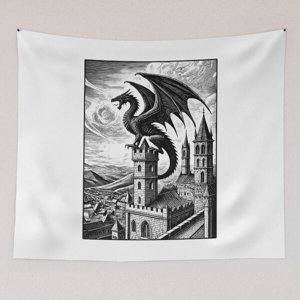 Item preview, Dragon Vintage Retro Dark Art Medieval designed and sold by Kimberley King Art  King Art.