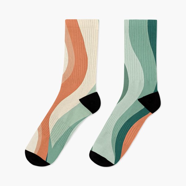Item preview, Retro Wavy Stripe Pattern – Mid Century Modern,  Boho Abstract Orange Green designed and sold by Prints and Lifestyle.