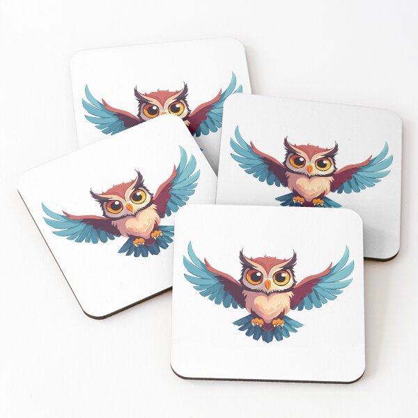 Item preview, Cute illustration of a stylized flying owl with big eyes, and orange beak, Long-eared Owl, Great Horned owl designed and sold by Danler.