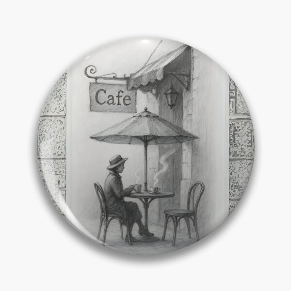 Artikelvorschau, Vintage Café Moment – Kohleskizze einer ruhigen Kaffeepause entworfen und verkauft von Psycho-Crazy.