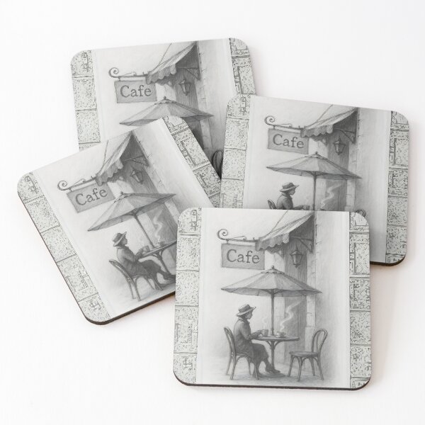 Item preview, Vintage Café Moment – Charcoal Sketch of Serene Coffee Break designed and sold by Psycho-Crazy.