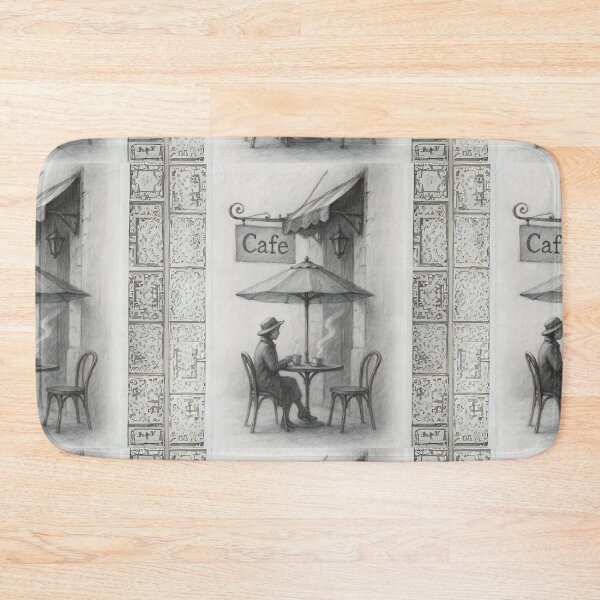 Item preview, Vintage Café Moment – Charcoal Sketch of Serene Coffee Break designed and sold by Psycho-Crazy.