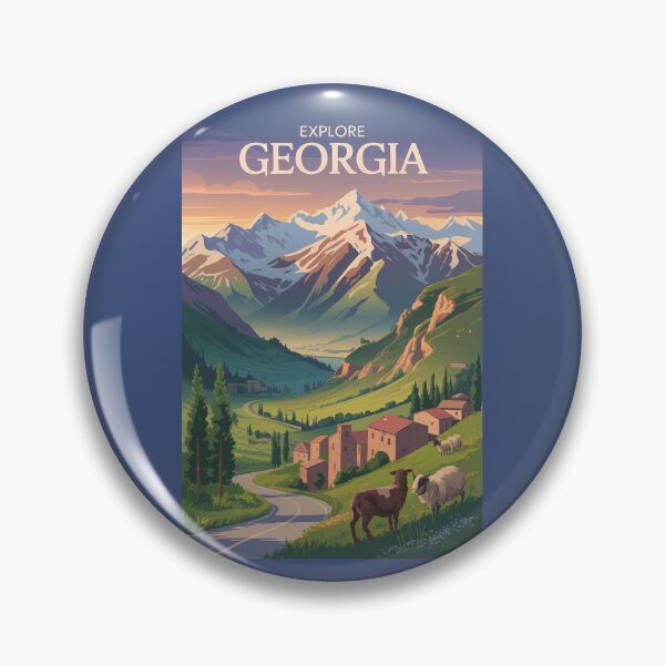 Item preview, Georgia Caucasus Mountains Travel Art Vintage designed and sold by KrisSidDesigns.