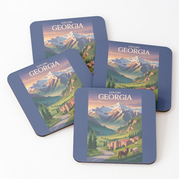 Item preview, Georgia Caucasus Mountains Travel Art Vintage designed and sold by KrisSidDesigns.