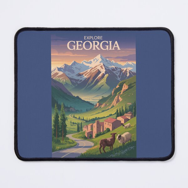 Item preview, Georgia Caucasus Mountains Travel Art Vintage designed and sold by KrisSidDesigns.
